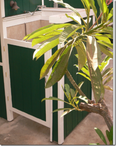 outdoor shower at this maui meadows vacation rental cottage on Maui